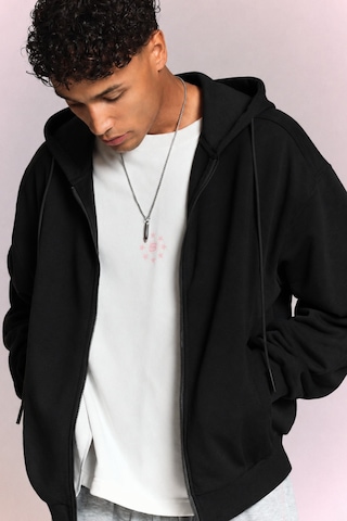 Tarz Cool Erkek 3 İplik Şardonlu Regular Fermuarlı Kapüşonlu Sweatshirt Kalın Kışlık Hoodie Siyah