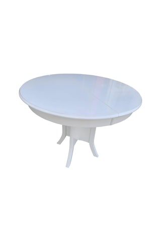 Evimeaksesuar 93Cm Yuvarlak Ortadan Ayaklı Açılır Masa Ahşap Lake Beyaz