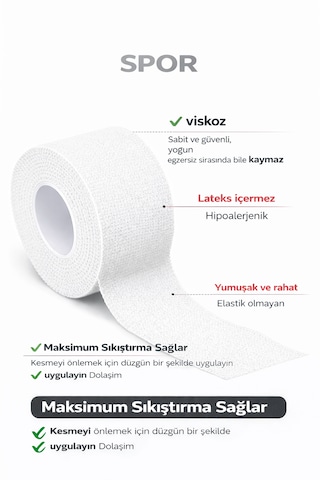 Rijit Fiksasyon Yapışkanlı Sporcu Bandajı 3.7cm X 10 Metre Beyaz