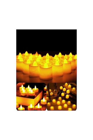Led Mum 12 Li Tealight Set Pilli, Dumansız, Dekoratif Led Mum Sarı Işık Ortam Aydınlatma