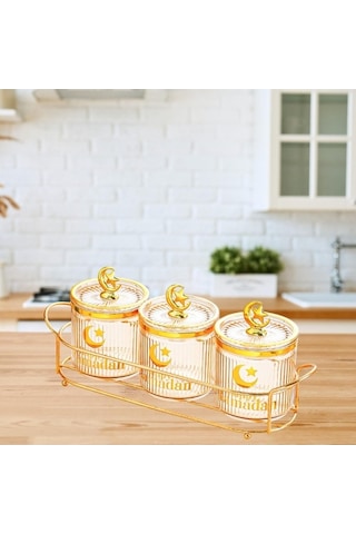 Trendooze Düğünlik Kavanoz Şekerlik, Mutfak Tatili Kehribar, Unik Design Kehribar