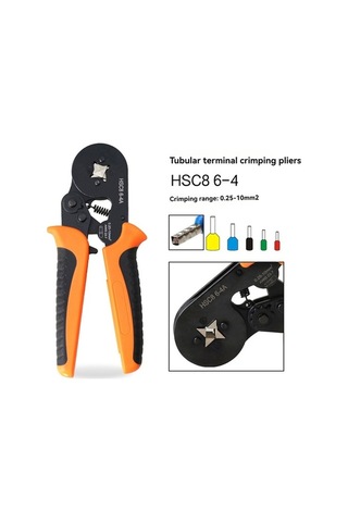 Besthome1 Hsc8 6-4a Kare Boru Terminal Pensesi - 0.25-10mm² İzoleli/izolesiz İçin Manuel Sıkma Aleti, Turuncu-siyah Kaymaz Sap