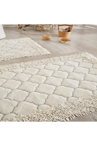 Cotton Special 2'li Pamuklu Klozet Takımı Krem Banyo Paspas Seti Klozet Takımı Renkli