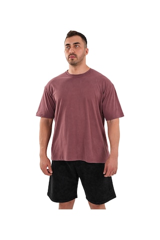 Kingsize Nutrition Kingsize Hard Work Antik Yıkamalı Oversize T-shirt Bordo Bordo