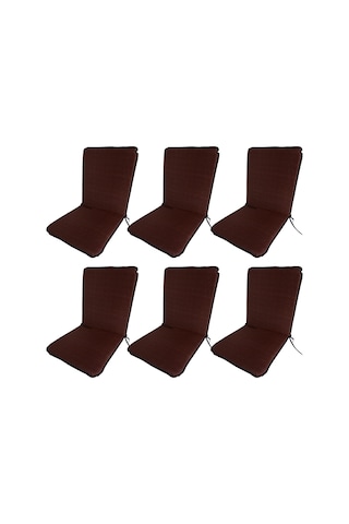 Sandalye Minderi Büyük Arkalıklı Yıkanabilir 6'lı Kahverengi 4 Cm Sünger Kahverengi