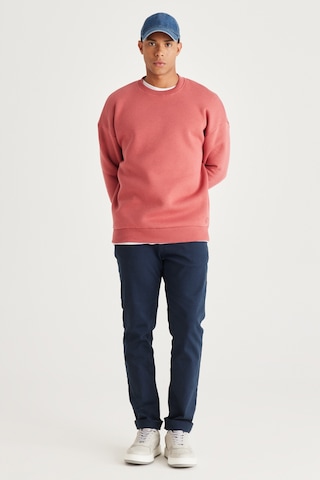 AC&Co / Altınyıldız Classics Erkek Mercan Oversize Fit Bol Kesim Pamuklu İçi Polarlı Bisiklet Yaka Sweatshirt Mercan