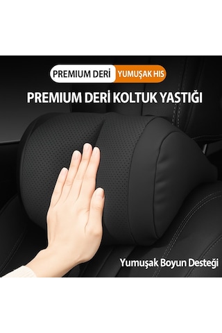 Polham Ergonomik Premium Araç Boyun Yastığı Delikli Nefes Alabilen Yapı, Tüm Araçlara Uyumlu, Ortopedik Yastık Siyah