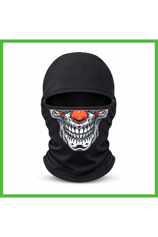 Vaveni Unisex Şık Palyaço Desenli Balaklava Kışlık Tam Yüz Maske Termal Nefes Alan Esnek Kask Altı Boyunluk Arz Siyah