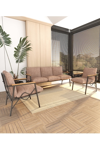 Doruk Home Balkon, Bahçe, Cafe, Metal Kanepe Koltuk Takımı , Bahçe Mobilyası - 311 Kapuçino Cappuccino