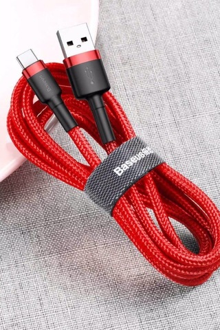 Baseus Cafule 3a Type-c 1 Metre Şarj Kablosu Kırmızı Catklf-b09