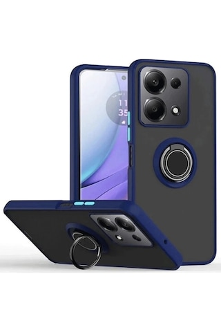 Mey İthalat Redmi Note 13 Pro 4g Montreal Yüzüklü Silikon Kapak - Lacivert Çok Renkli