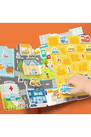 Mideer Yeniden Kullanılabilir Jel Çıkartma Seti - Hareketli Trafik