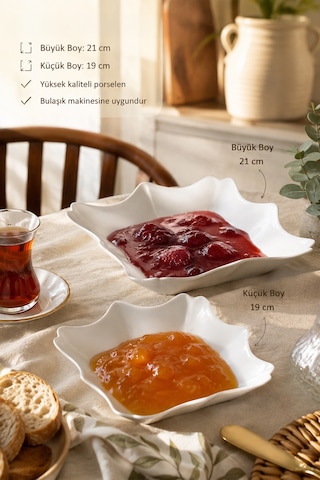 Porsima Porselen 2li Sunumluk Kahvaltılık Mini Tabak Seti 19x21cm