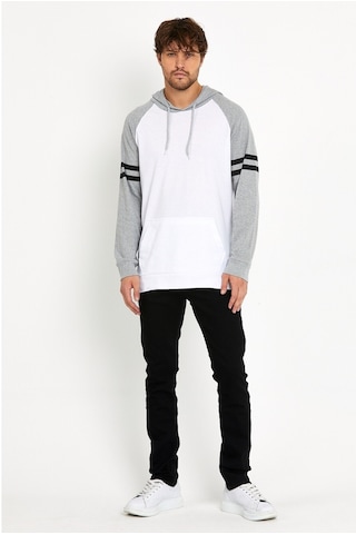 Kapşonlu Kol Baskılı Unisex Sweatshirt