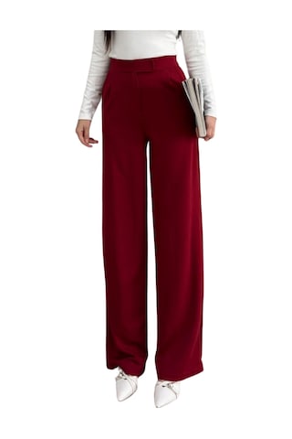 Kadın Likralı Cırt Kapama Lacivert Geniş Paçalı Rahat Palazzo Pantolon Bordo