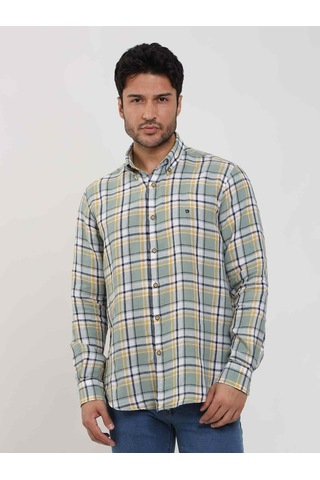 Dufy Yeşil Erkek Slim Fit Çiçek Desenli Klasik Yaka Uzun Kol Gömlek - 104885-yeşil Yeşil