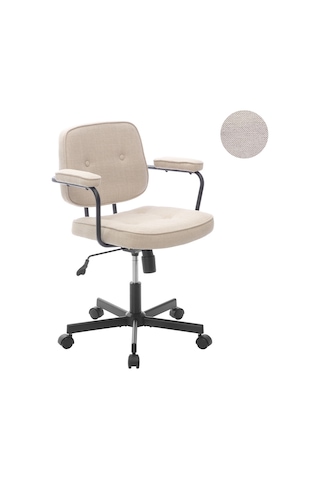 Button Çalışma Sandalyesi Kumaş - Vizon 62x77-87x60 Cm Bej