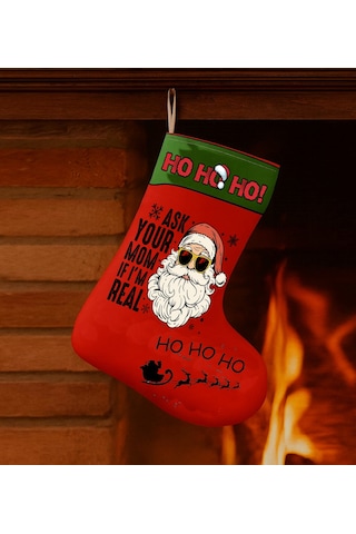 Yılbaşı Çorabı Real Ho Ho Ho Noel Baba Dekoratif Duvar Aksesuarı Yeni Yıl Ev Süslemesi