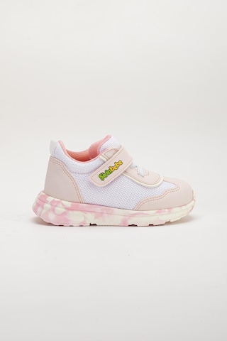 Şirin Bebe Şirinbebe Ortopedik Kız Bebek İlk Adım Spor Ayakkabı Pudra Cırtlı Anorak Malzeme-3708 Pudra