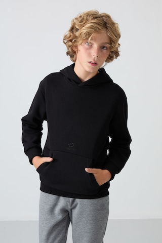 Tommylife Tommy Life Siyah Pamuklu Kalın İçi Tüylü Yumuşak Dokulu Standart Fit Baskılı Erkek Çocuk Sweatshirt - 11215 Siyah