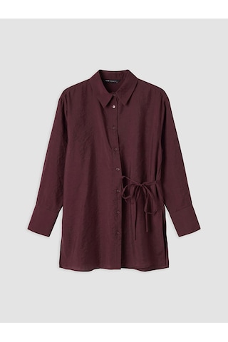 Lcw Modest Bordo Modal Karışımlı Bağlamalı Kadın Gömlek Tunik