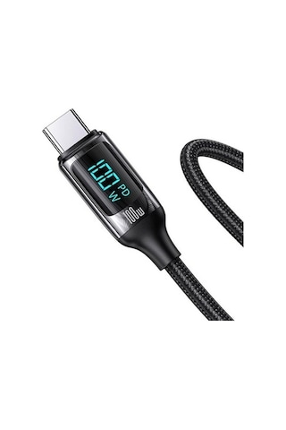 Novahub Usams Us-sj546 Çipli Dijital Göstergeli, Örgülü, 1.2m Pd 100w Ty Koyu Renk