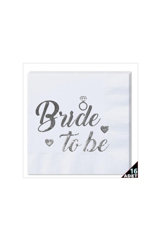 Bride To Be Peçete, 16 Adet - Gümüş