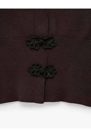 Koton Slim Fit V Yaka Kolsuz Süslü Düğmeli Triko Yelek Kahverengi 7wal20007ıt Kahve