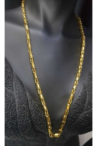 Vog Unisex Xuping Vip Model Perçinli Oval Tasarım Sevgiliye,babaya,eşe,arkadaşa Hediye Çelik Kolye Sarı