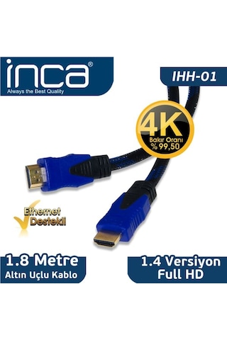 Inca Imhd-15T 1.8M Altin Uçlu 1.4 4K Uyumlu Hdmi Kablo