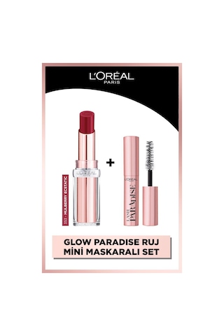 L'Oréal Paris Glow Paradise Balm-in-lipstick Işıltı Veren Ruj 353 Mulberry Ecstatic + Mini Paradise Maskara 4.7 ML
