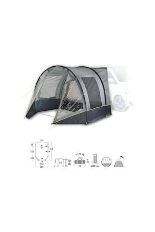 High Peak Van Suv Vw Kamp Tente Otobüs Tente Kilit Yükseklik 170-220 Cm İçin Yüksek Tepe Avio Otobüs Çadır Açık Gri