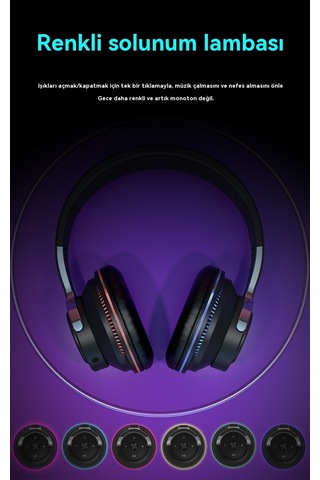 Parlayan Kafa Bluetooth Kulaklık Kablosuz Oyun Her Şey Dahil Kedi Kulak Kulaklık Blue