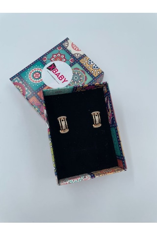 Xbaby Sıra Taşlı Çelik Halka Gold Küpe Gold