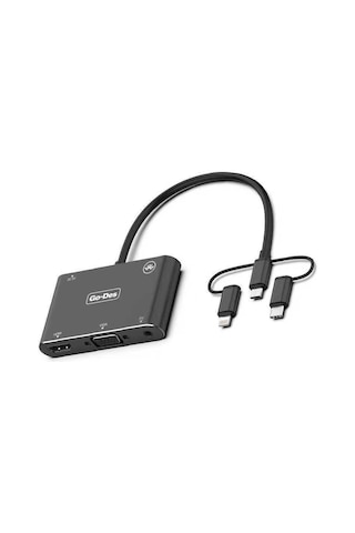 Go Des GD-8762 5 in 1 HDMI VGA AV Dönüştürücü Adaptör Ses ve Görüntü Aktarım Bluetooh v4.2 EDR - Siyah ZORE-260751