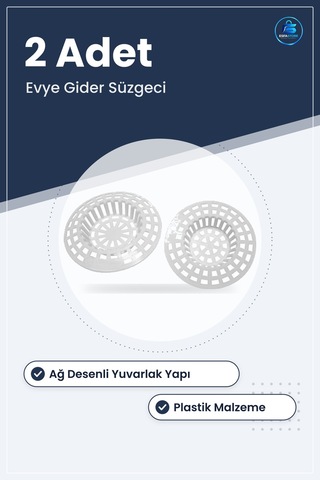 Lavabo Süzgeci Pratik 2 Adet Beyaz Plastik Evye Gider Filtresi Ağ