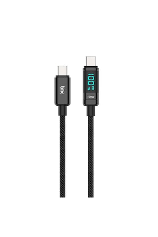Bix BX09CC 100 W Type-C Led Ekranlı Şarj ve Data Kablosu 1 M Siyah
