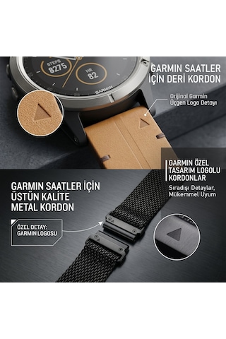 Caseonn Garmin Fenix 5x Kordon Quickfit Manyetik Metal Hasır Yedek Kayış Gümüş