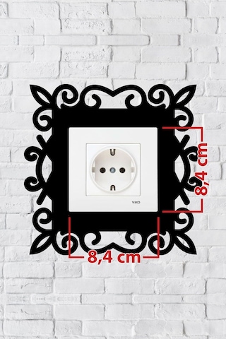 Desen Dekoratif Priz Çerçevesi İç Ölçü 8,4x8,4 Cm Dekoratif Priz - Anahtar Çerçevesi - Duvar Susu Siyah