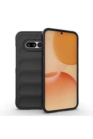 Nothing Phone 4a Kılıf Kamera Korumalı Darbe Emici Esnek Oyuklu Arka Yüzey Tasarımlı Pürüzsüz Silikon Siyah