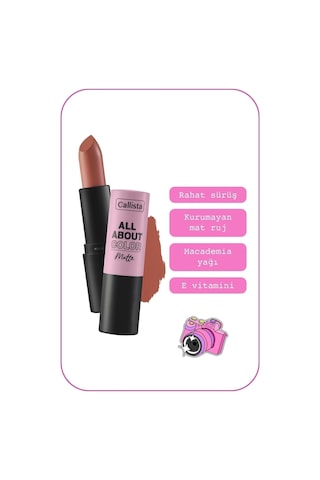 Callista All About Color Matte Lipstick Nemlendirici Mat Ruj - 501 Our Juliet - Nude