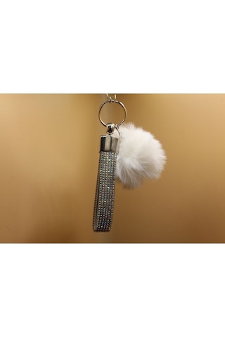 Yaldızlı Taşlı Minik Ponpon Seçenekli Anahtarlık