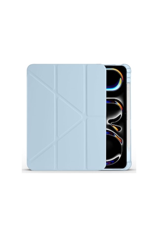 Apple Uyumlu iPad, Pro 11 İnç M5 2025 Kılıf Üçgen Katlanabilir Kalem Şarj Bölmeli Kılıf A2836 A2837 A3006 Kapaklı Kılıf
