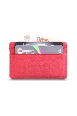 Guard Ultra İnce Unisex Kırmızı Minimal Deri Kartlık Çok Renkli