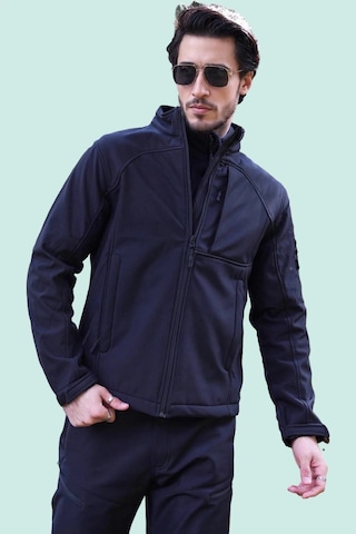 Softshell Erkek Mont Rüzgar Geçirmez Fy81 Fiyort Logan Korumalı Ceket Siyah