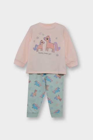 Defacto Kız Bebek 4lü Pijama Takımı Unicorn Baskılı Uzun Kollu Penye Üst Uzun Alt F7201a525aupn350 Pembe