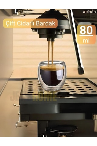 3 Lü Set Espresso Bardağı 80 Ml Kahve Bardağı Çift Cidarlı Bardak Viski Bardağı Şeffaf