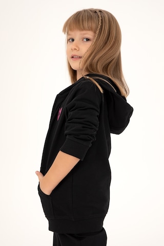 U.S. Polo Assn. Kız Çocuk Siyah Fermuarlı Basic Sweatshirt 50296390-VR046
