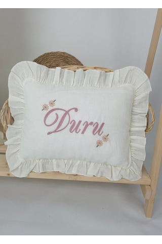 Gros Shop Müslin Yeni Doğan 4katlı Organik %100pamuk Kişiye Özgü Nakışlı Hastane Çıkış Seti Papatya Model-5 Ekru