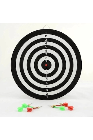 12 İnç Dart Tahtası Mini Boy Çift Taraflı Dart Oyun Seti 4 Oklu